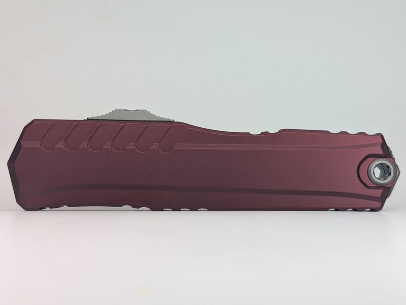 Microtech Cypher II Double Edge Merlot Partial Serrated Out the Front Knife