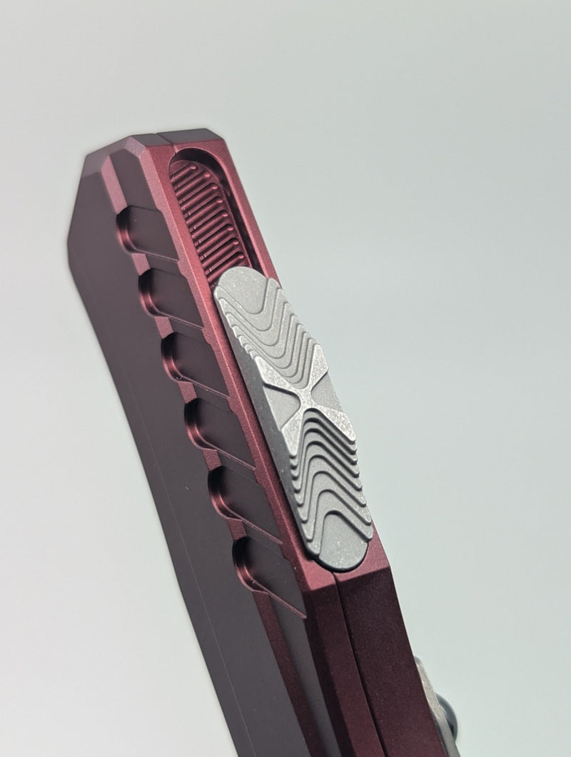 Microtech Cypher II Double Edge Merlot Partial Serrated Out the Front Knife