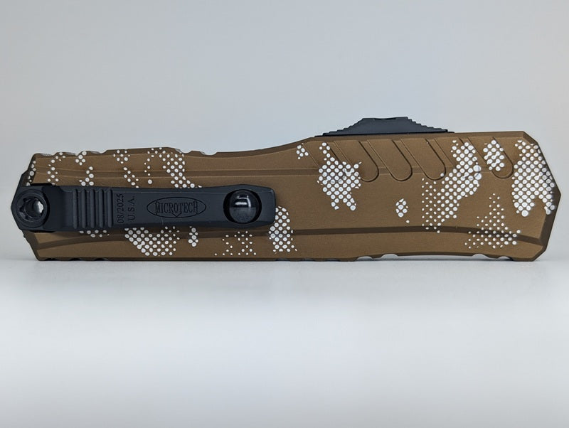 Microtech Cypher II D/E Tan Pixel DLC Out the Front Knife