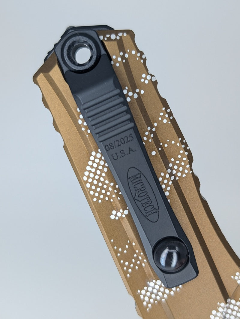Microtech Cypher II D/E Tan Pixel DLC Out the Front Knife