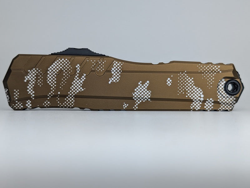 Microtech Cypher II D/E Tan Pixel DLC Out the Front Knife