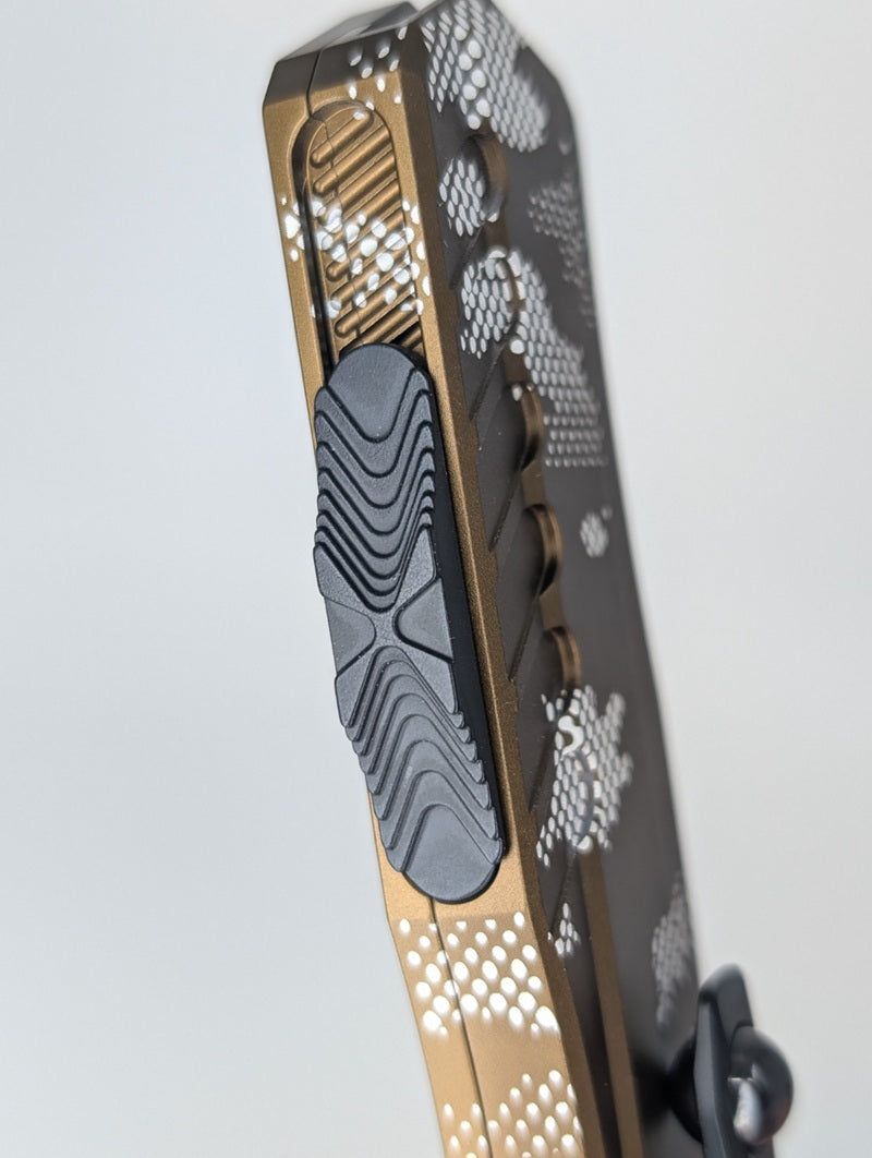 Microtech Cypher II D/E Tan Pixel DLC Out the Front Knife