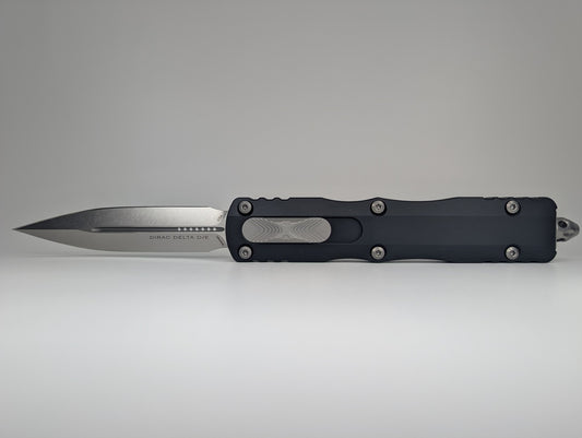 Microtech Dirac Delta Double Edge Black Stonewash Out the Front Knife
