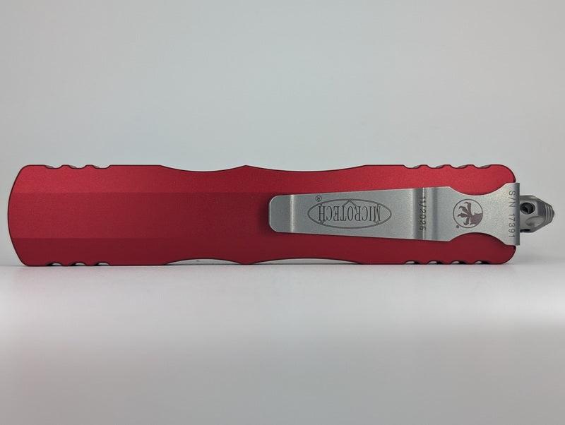 Microtech Dirac Delta Double Edge Red Stonewash Out the Front Knife
