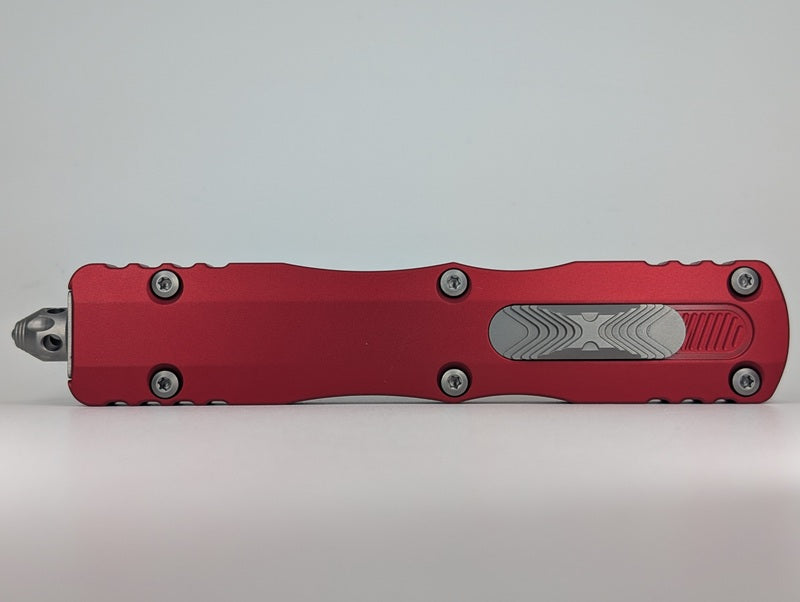 Microtech Dirac Delta Double Edge Red Stonewash Out the Front Knife