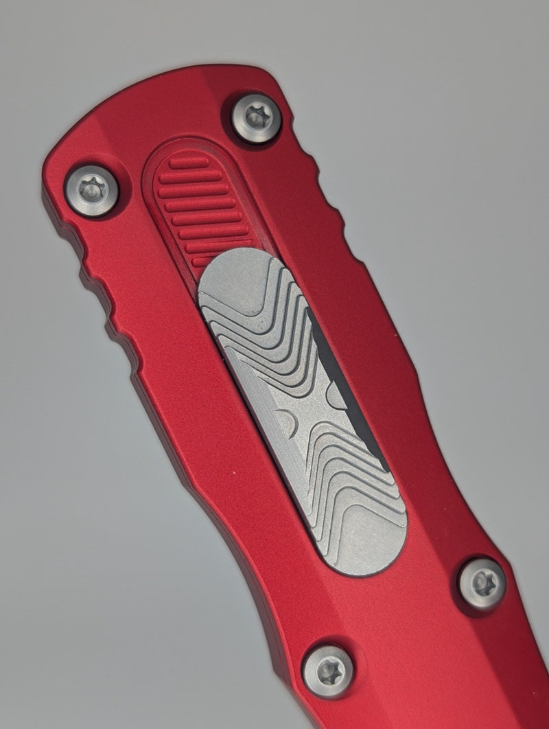 Microtech Dirac Delta Double Edge Red Stonewash Out the Front Knife