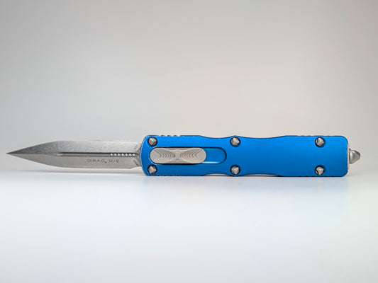 *Consignment* Microtech Dirac D/E Blue Stonewash Out the Front Knife 225-10 BL