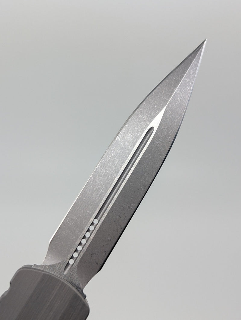 Microtech Dirac Double Edge Natural Clear Apocalyptic Out the Front Knife