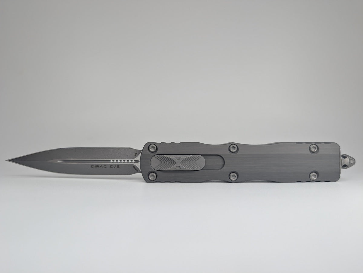 Microtech Dirac Double Edge Natural Clear Apocalyptic Out the Front Knife
