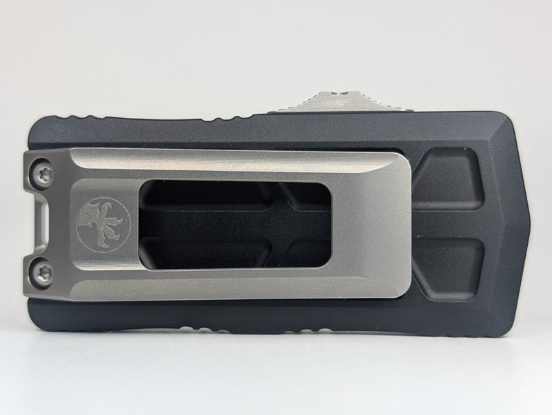Microtech Exocet II Black Aluminum Money Clip Out the Front Knife
