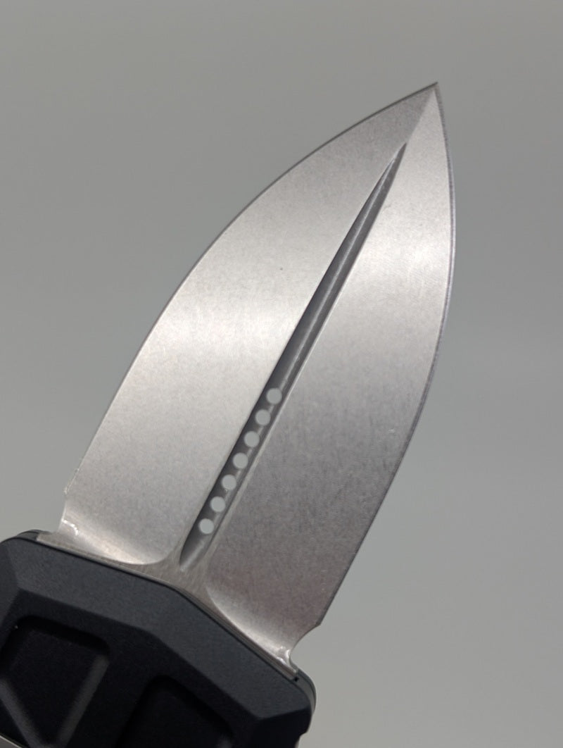 Microtech Exocet II Black Aluminum Money Clip Out the Front Knife