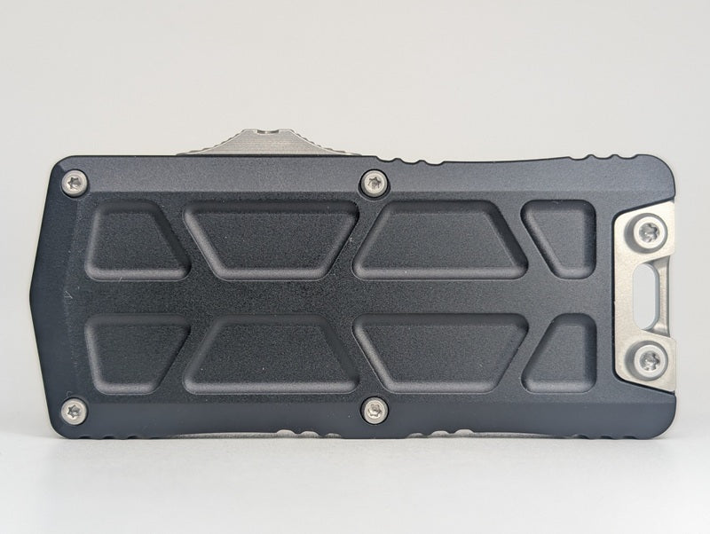 Microtech Exocet II Black Aluminum Money Clip Out the Front Knife