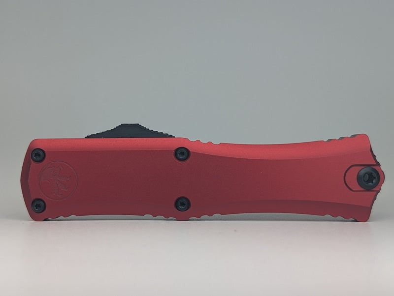 Microtech Hera II Mini Double Edge Red DLC Full Serrated Out the Front Knife