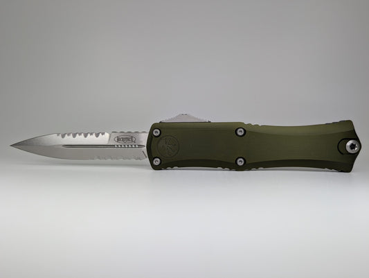 Microtech Hera II Mini Bayonet OD Green Stonewash Partial Serrated Out the Front Knife