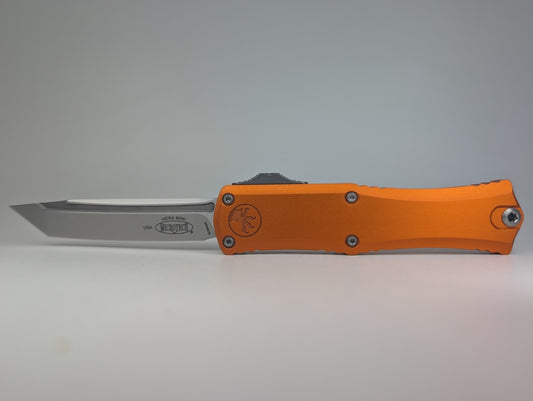 Microtech Hera II Mini Orange Tanto Stonewash Out the Front Knife