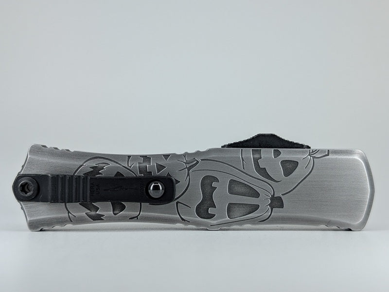 Microtech Hera II Mini D/E Signature Series Brushed Metal Jack-o'-Lantern Out the Front Knife