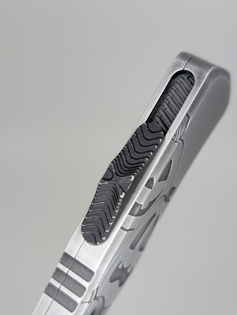 Microtech Hera II Mini D/E Signature Series Brushed Metal Jack-o'-Lantern Out the Front Knife