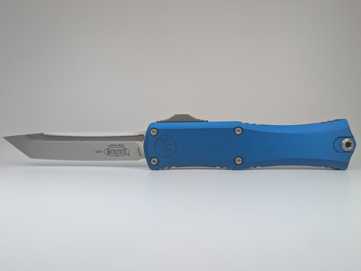 Microtech Hera II Mini Tanto Blue Stonewash Out the Front Knife