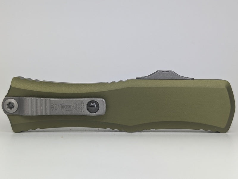Microtech Hera II Mini Tanto OD Green Apocalyptic Out the Front Knife