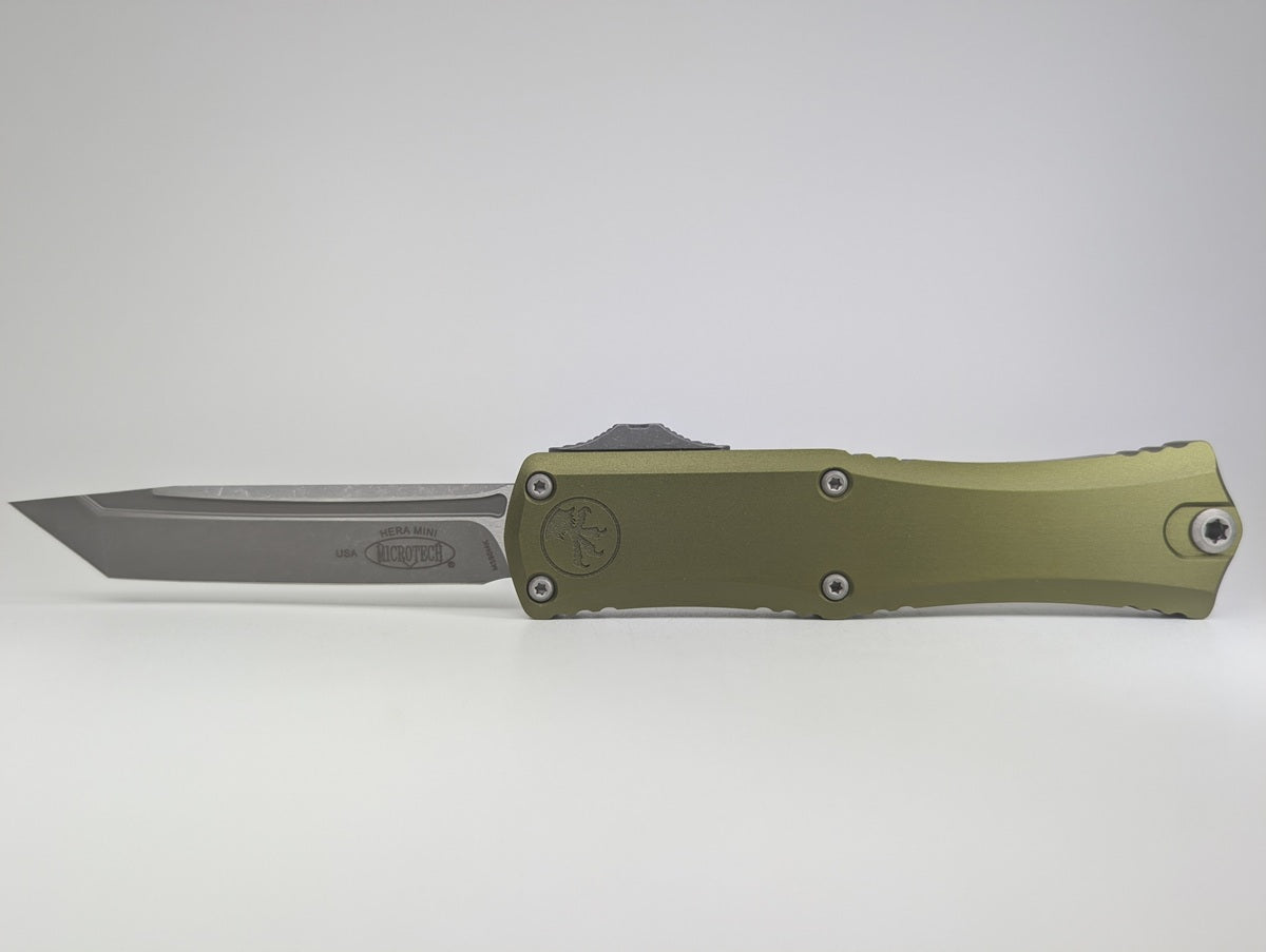 Microtech Hera II Mini Tanto OD Green Apocalyptic Out the Front Knife