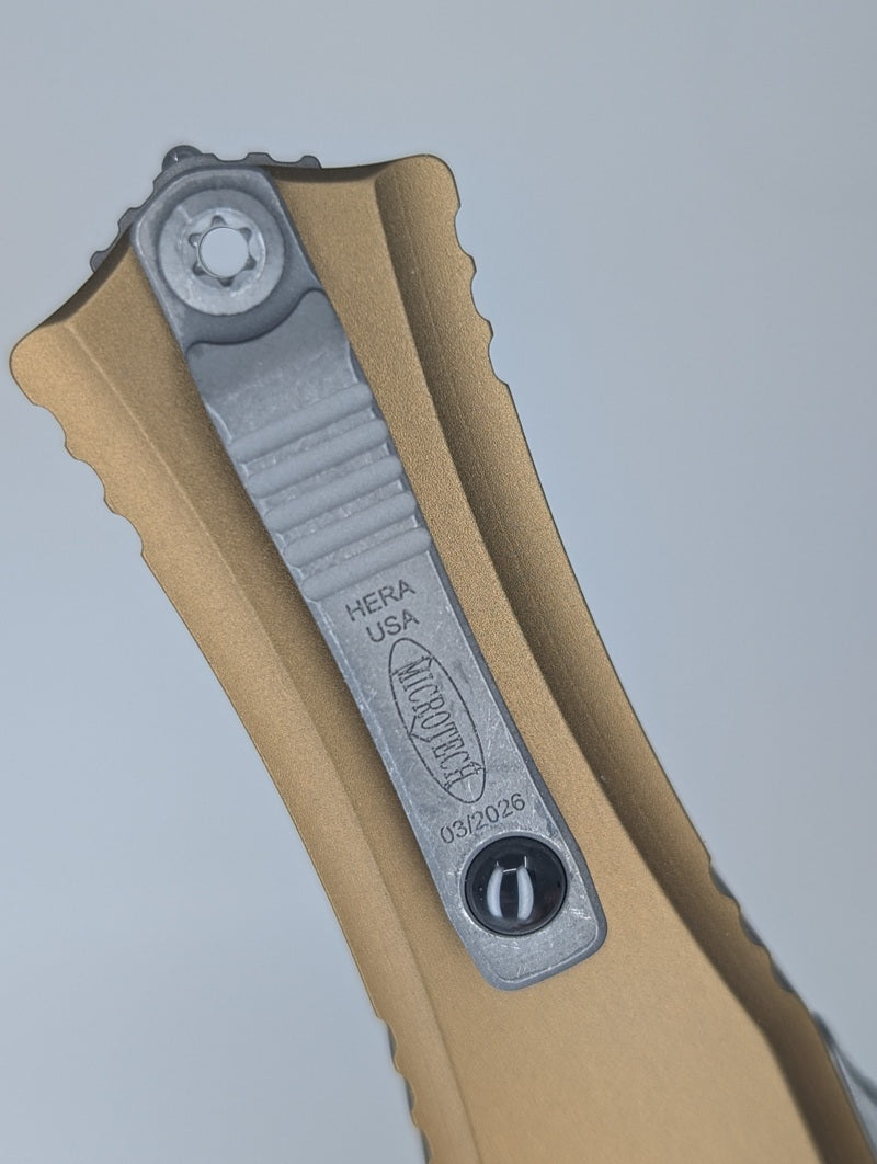 Microtech Hera II Mini Tanto Tan Apocalyptic Out the Front Knife