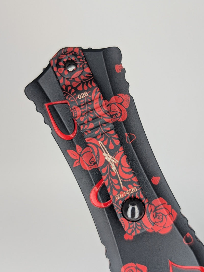 Microtech Hera II Mini D/E Signature Series Valentine's Day "Twin Flames" Out the Front Knife
