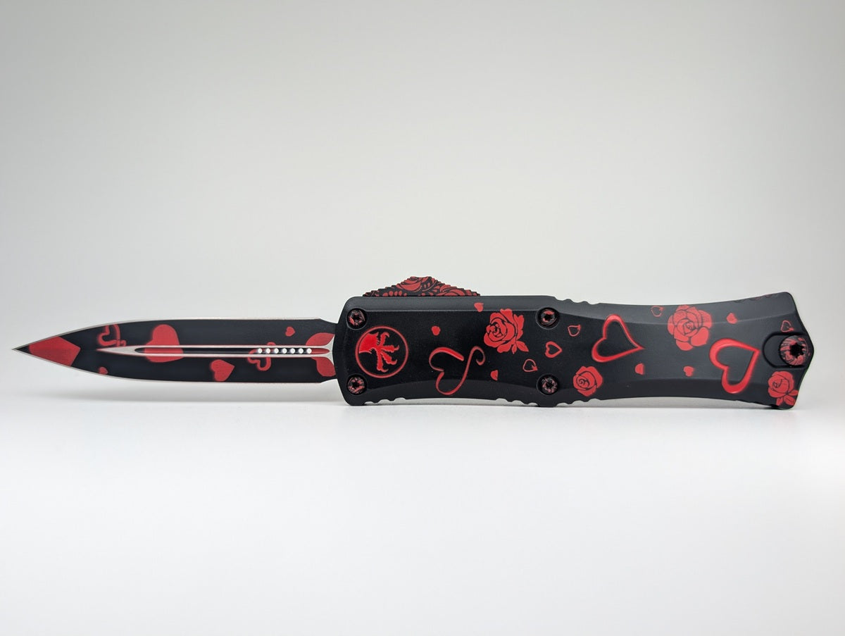 Microtech Hera II Mini D/E Signature Series Valentine's Day "Twin Flames" Out the Front Knife