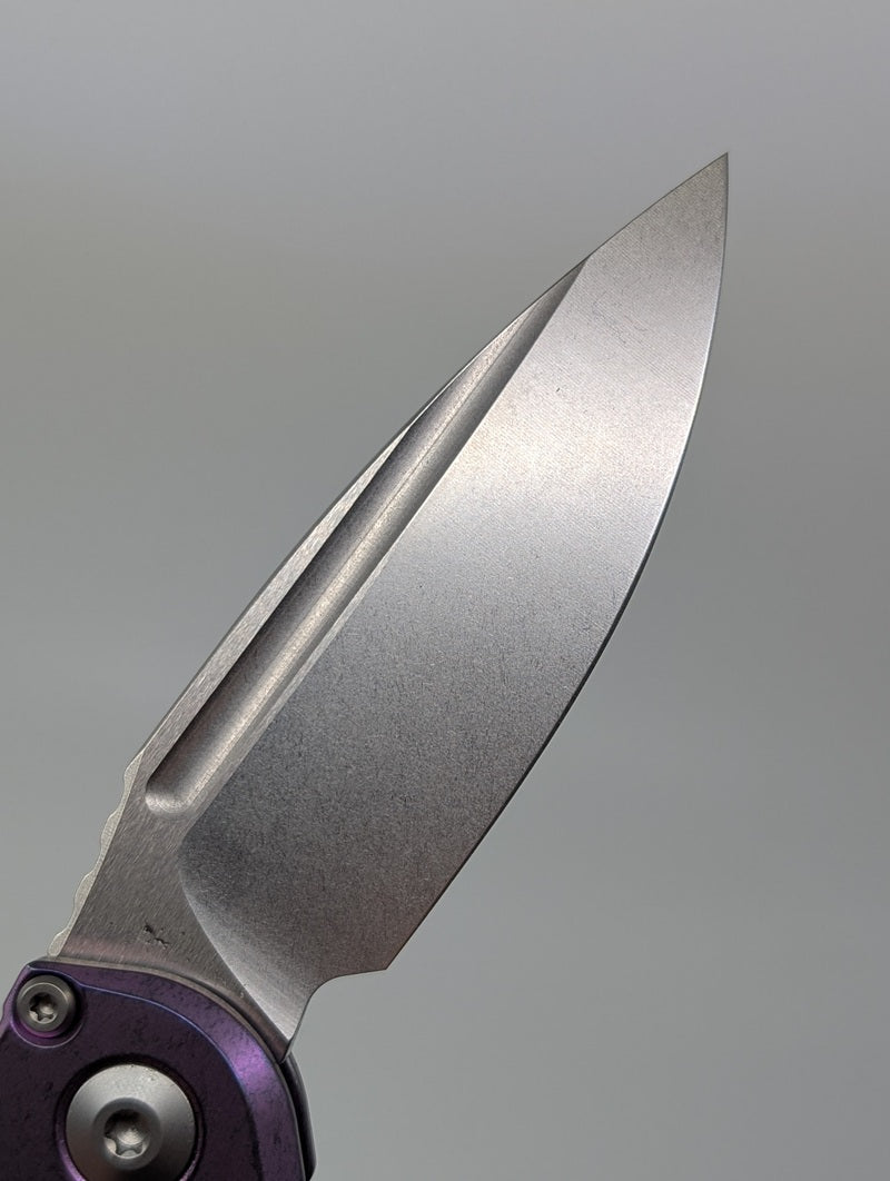 Microtech L.U.D.T Clip Point Marfione Select Purple Haze Titanium Auto Folding Knife