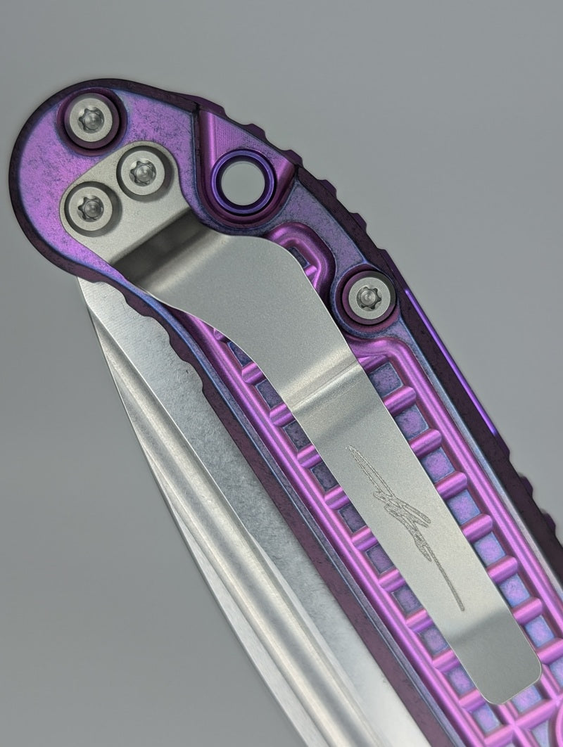 Microtech L.U.D.T Clip Point Marfione Select Purple Haze Titanium Auto Folding Knife