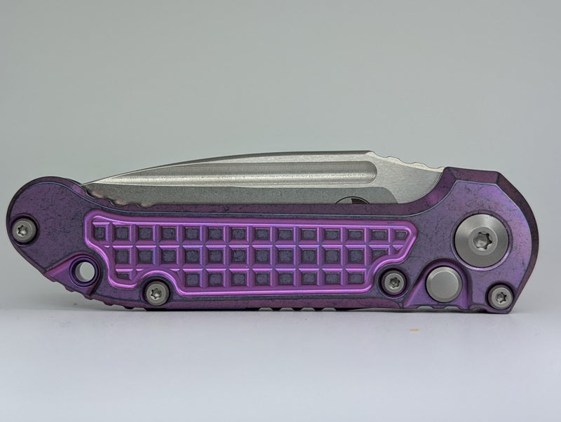 Microtech L.U.D.T Clip Point Marfione Select Purple Haze Titanium Auto Folding Knife