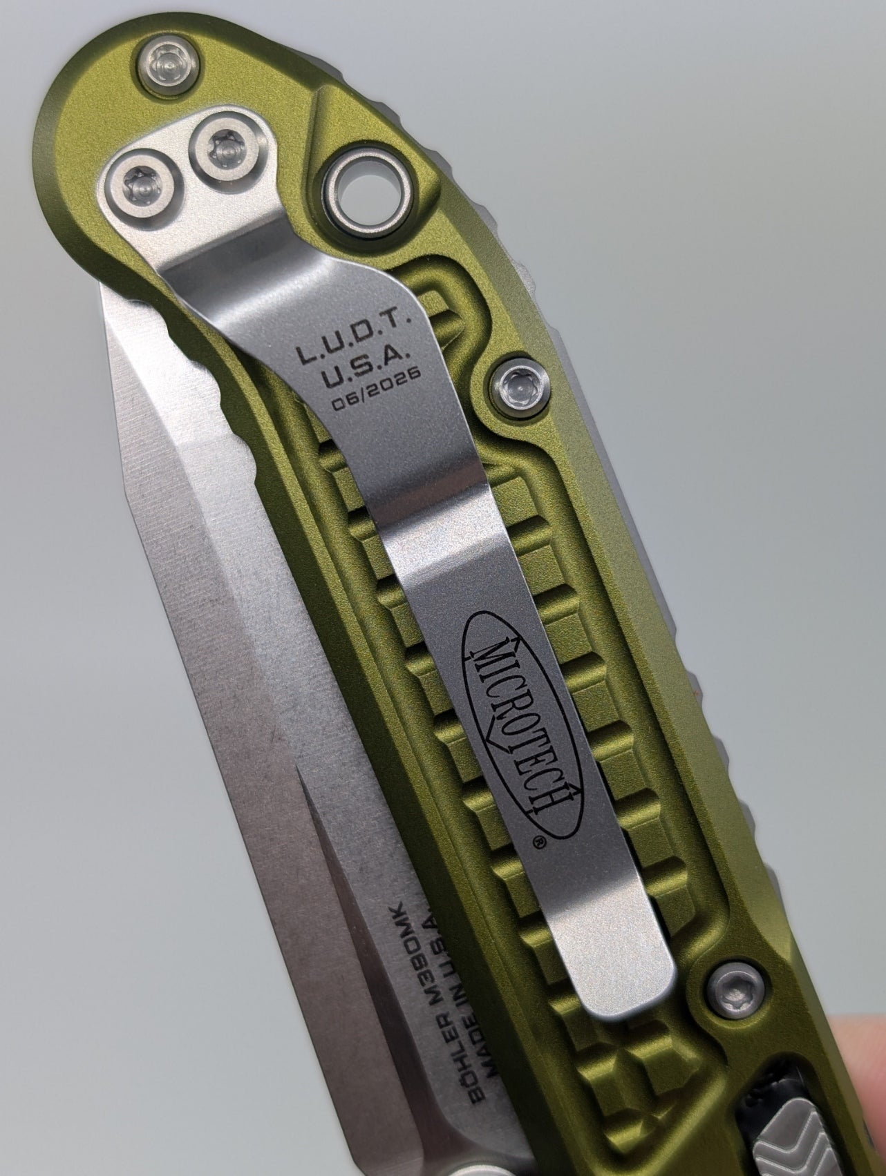 Microtech L.U.D.T. Tanto RAM-LOK Frag OD Green Stonewash Folding Knife
