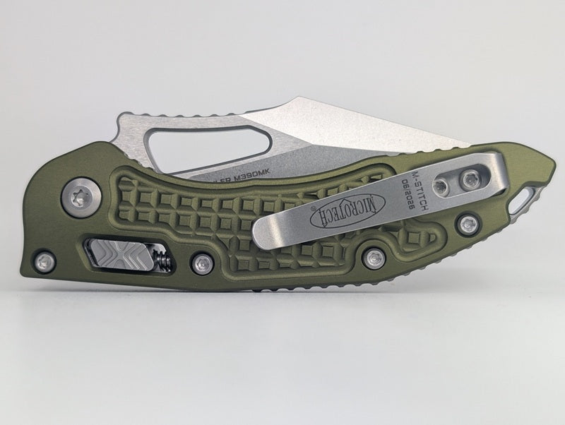 Microtech M-Stitch Frag OD Green Aluminum RAM-LOK Folding Knife