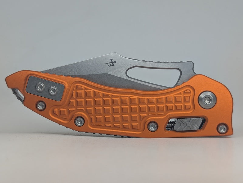 Microtech M-Stitch RAM-LOK Single Edge Frag Orange Stonewash Folding Knife