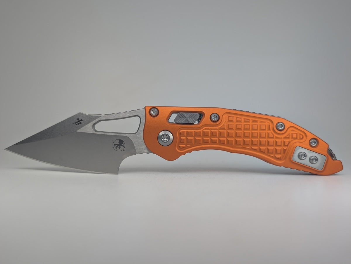 Microtech M-Stitch RAM-LOK Single Edge Frag Orange Stonewash Folding Knife