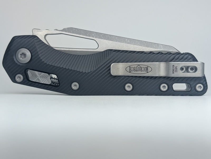 Microtech MSI S/E Fluted Aluminum Black Apocalyptic Folding Knife