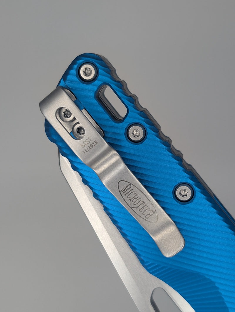Microtech MSI S/E Fluted Aluminum Blue Apocalyptic Folding Knife