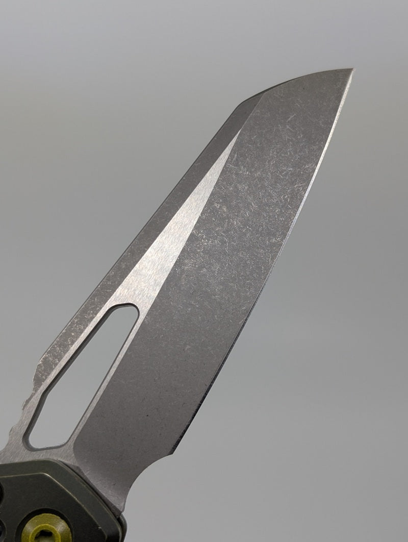 *Consignment* Microtech MSI Single Edge Frag Distressed Green Apocalyptic Folding Knife