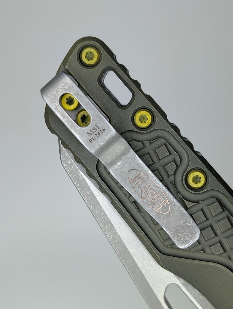*Consignment* Microtech MSI Single Edge Frag Distressed Green Apocalyptic Folding Knife