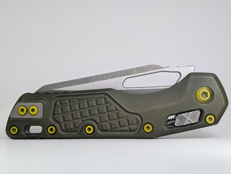*Consignment* Microtech MSI Single Edge Frag Distressed Green Apocalyptic Folding Knife