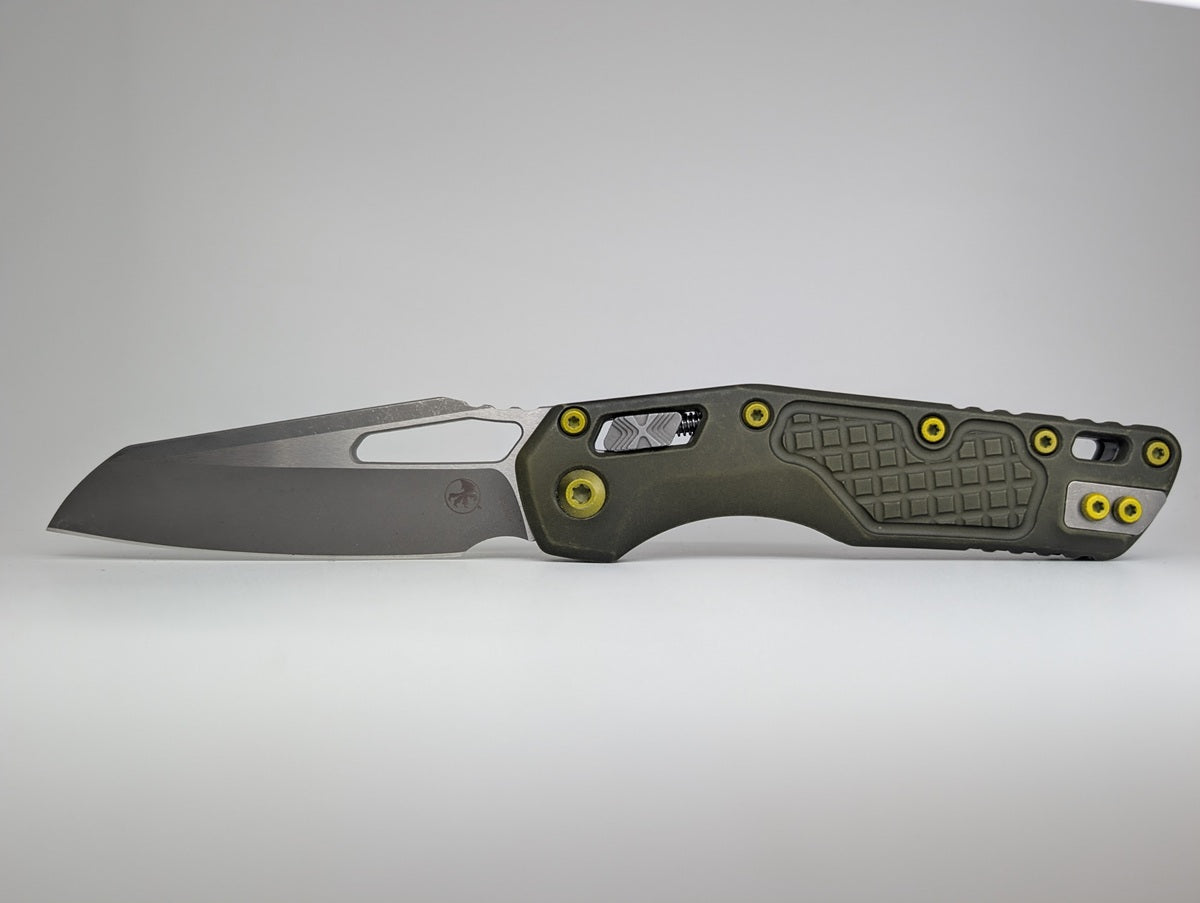 *Consignment* Microtech MSI Single Edge Frag Distressed Green Apocalyptic Folding Knife
