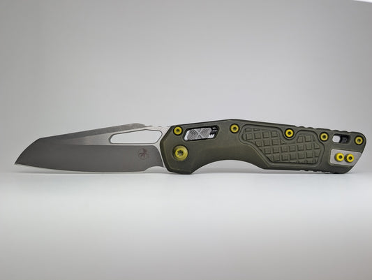 *Consignment* Microtech MSI Single Edge Frag Distressed Green Apocalyptic Folding Knife