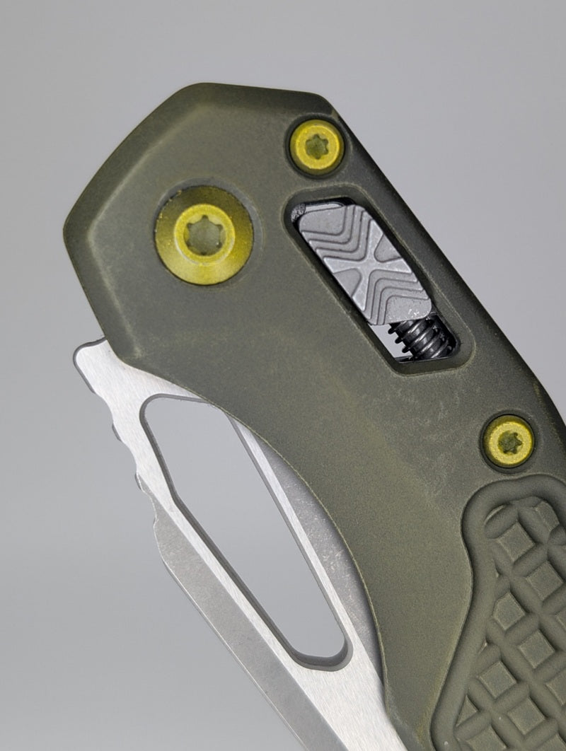 *Consignment* Microtech MSI Single Edge Frag Distressed Green Apocalyptic Folding Knife