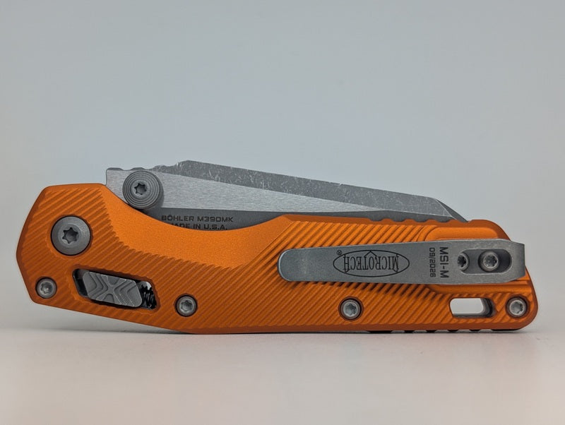 Microtech MSI Mini Fluted Aluminum Orange Apocalyptic RAM-LOK Folding Knife