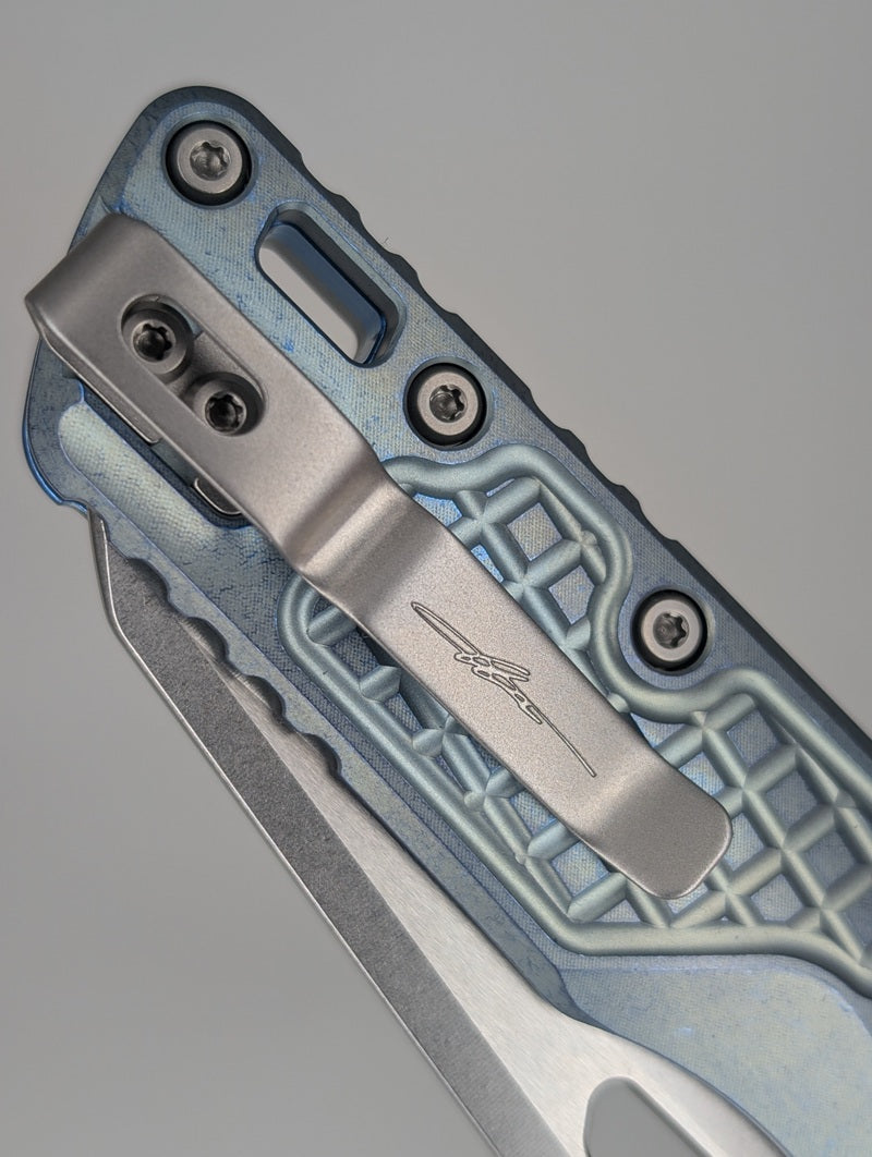 Microtech MSI RAM-LOK Marfione Select Ice Blue Frag Titanium Folding Knife