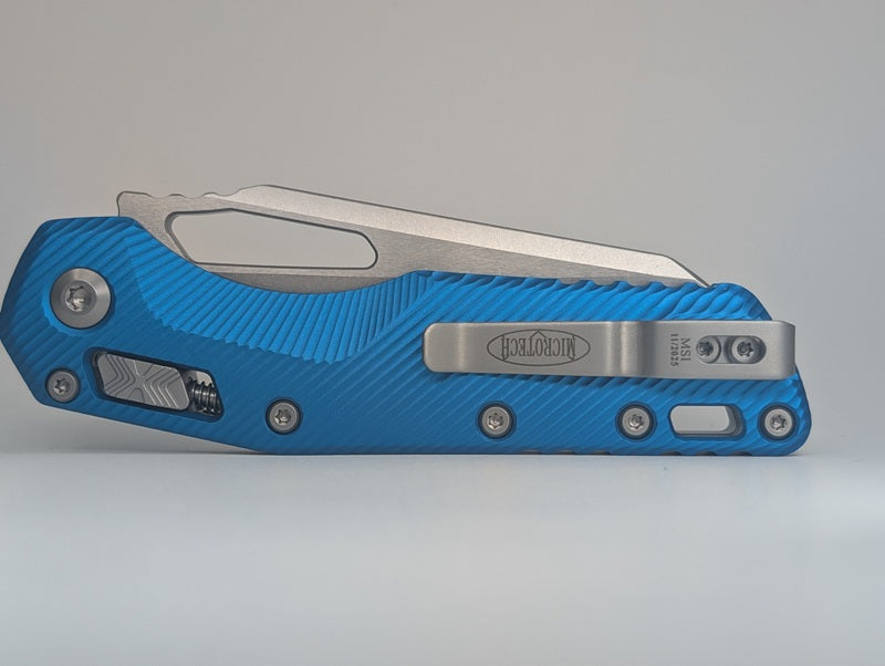 Microtech MSI S/E (Single Edge) Fluted Blue Stonewash Partial Serrated