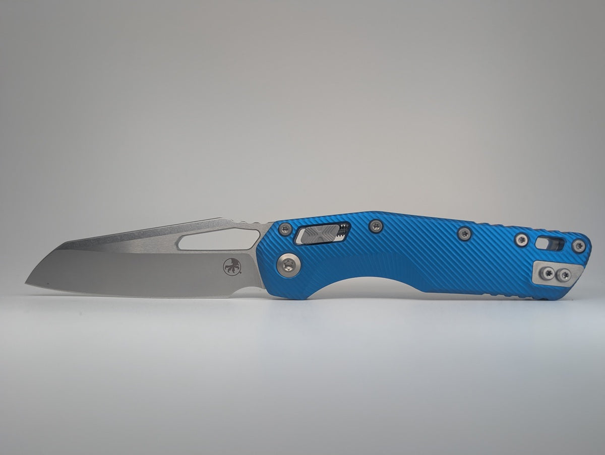 Microtech MSI S/E (Single Edge) Fluted Blue Stonewash Partial Serrated