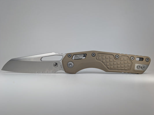 Microtech MSI S/E Frag G-10 Tan Partial Serrated Stonewash Folding Knife