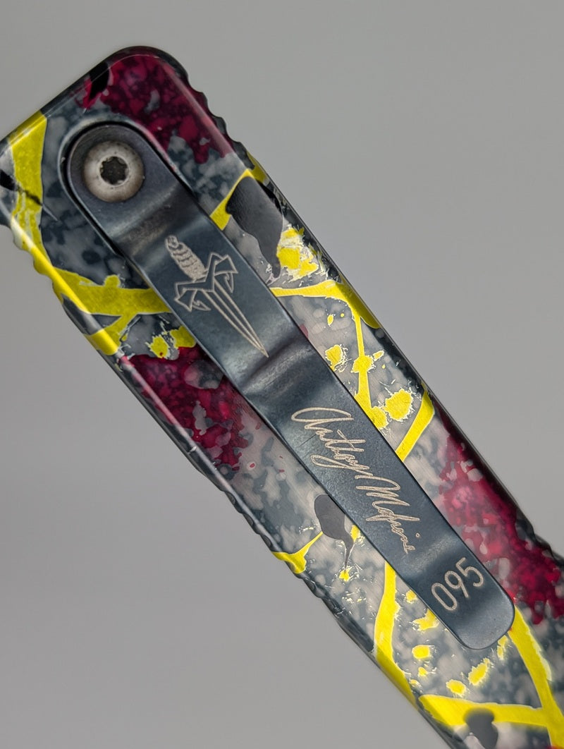 *Consignment* Microtech Marfione Custom Ultratech Splash Hand Ground Devin Thomas Damascus Out the Front Knife