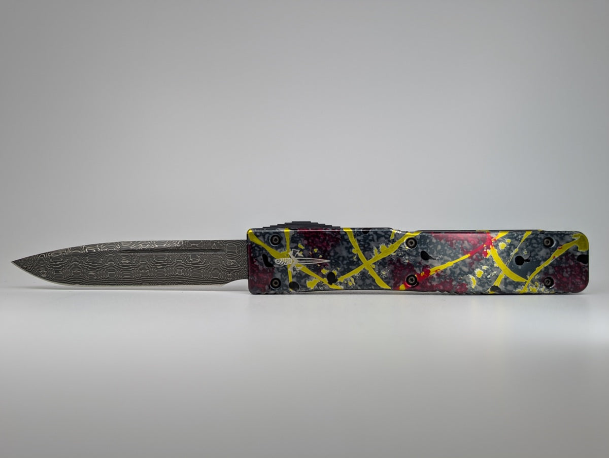 *Consignment* Microtech Marfione Custom Ultratech Splash Hand Ground Devin Thomas Damascus Out the Front Knife