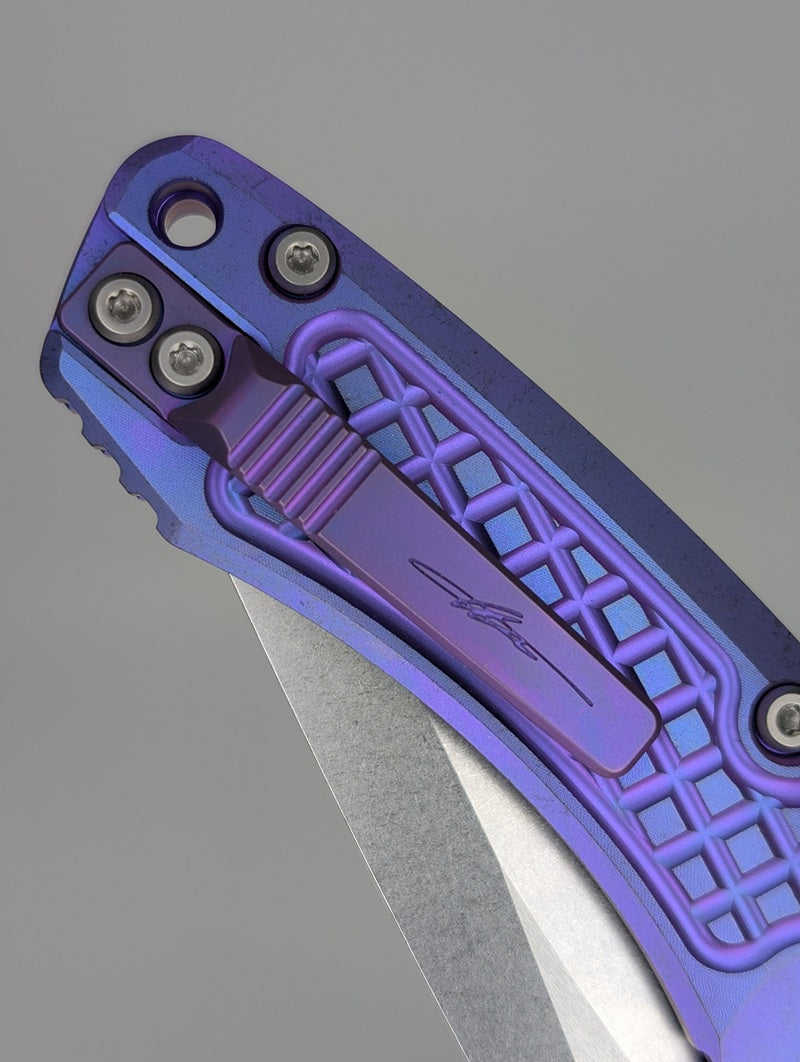 Microtech Marfione Select Amphibian RAM-LOK Purple Haze Anodized Frag Titanium Folding Knife